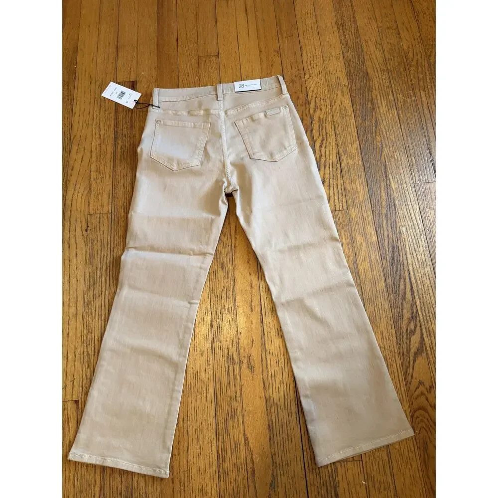 7 For All Mankind Jeans Womens 28 Camel High Waist Slim Kick Stretch Denim